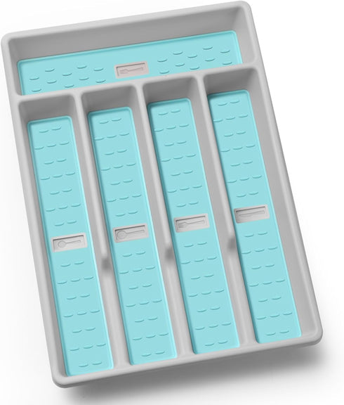 Silverware Organizer with Icons?Plastic Cutlery silverware Tray for Drawer?Utensil Flatware Tableware Organizer for Kitchen with Non-slip TPR,Fits...