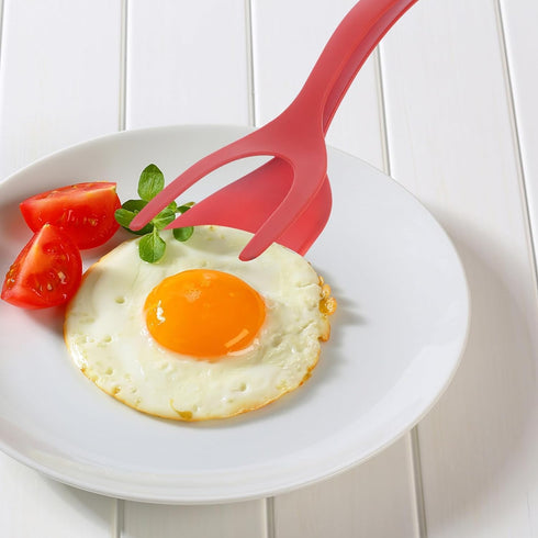 2-in-1 clip flipping spatula pliers egg flipping pliers double-sided pancake fish flipper Chicken rolls making household kitchen cooking tools (gr...