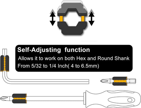2-Piece Self-Adjusting Bit Magnetizer Ring/Demagnetizer for 5/32 to 1/4 Inch(4 to 6.5mm) Hex and Round Shank, Screwdriver Bit Drive Holder, Powerf...