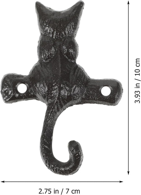 HOMSFOU 2pcs European Classical Cast Iron Cat Hook Wall Mount Hook Decorative Coat Hook Single Hook Hanger Retro Wall Hooks Wall Key Holder Cat Co...