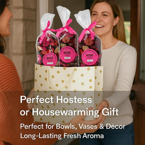 Rose Scented Potpourri Bags – 2 Large Packs, 8.4 oz Total – Dried Petals & Botanicals for Bowls & Vases – Long-Lasting Aroma for Home Décor, Offic...