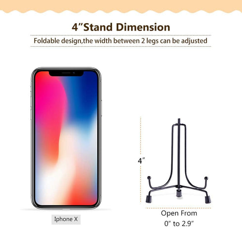 LIONWEI LIONWELI 4inch(2pack) Upgraded Anti-Slip Iron Plate Display Stand Black Easel Display Stand Photo Holder Stand,Displays Picture Frames, De...