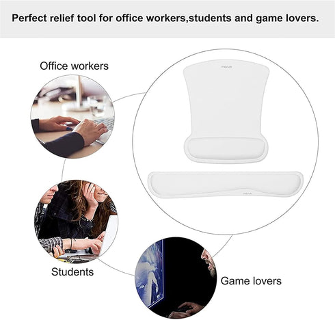 MOSISO Wrist Rest Support for Mouse Pad & Keyboard Set, Ergonomic Mousepad Non-Slip Base Home/Office Pain Relief & Easy Typing Cushion with Neopre...