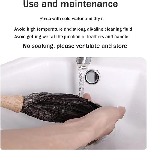 Feather Duster, Feather Dusters for Cleaning Ddzmz Fluffy Natural Genuine Ostrich Feathers with Wooden Handle Reusable Handheld Ostrich Feather Du...