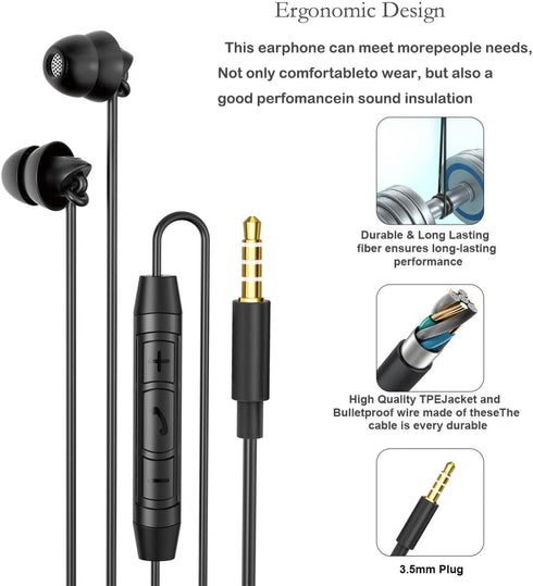 2 Pcs Wired Sleeping Earbuds, Sleep Earbuds for Side Sleepers 3.5MM Plug with Volume Control and Mic, Soft Silicone Sleep Headphones for Side Slee...