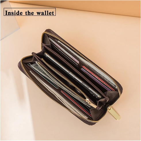 Women's wallet Large capacity travel zipper wallet multi card men's mobile phone change wallet (Black)...