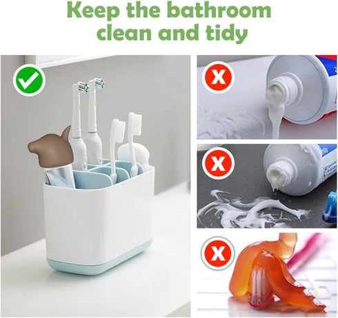 Self-Closing Toothpaste Cap, Toothpaste-Saver Silicone Cap with Self-Sealing Tip - Stylish See-Through Design, Fun Dog Toothpaste Dispenser. (4 Pc...