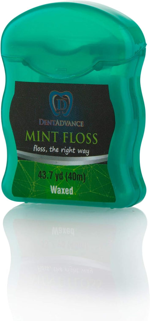 DentAdvance Premium Mint Dental Floss - Easy Reach Back Teeth | Tooth Floss | Mint Flavored, Waxed, 40 Meter, Pack of 6...