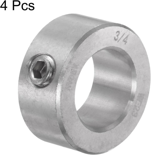 4pcs Shaft Collar 3/4" Bore 304 Stainless Steel Set Screw Shaft Collars, 1-1/4" OD, 9/16" Width, for Wheel Barrow Axle, Gearbox Assemblies, Machin...