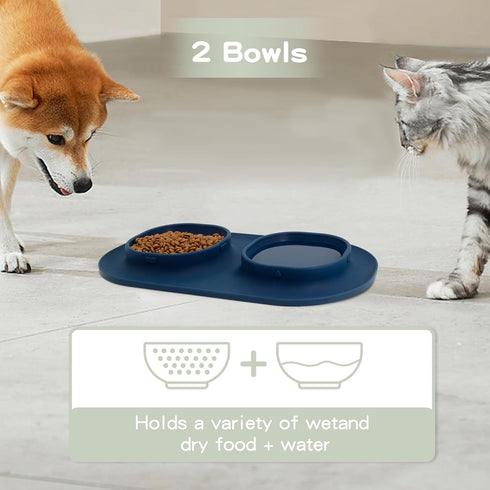 Dog Food Bowls Pet Bowls & Dog Water Bowls with No-Spill and Non-Skid, Feeder Bowls with Dog Bowl Mat for Small Medium Large Size Dogs Cats Puppy ...