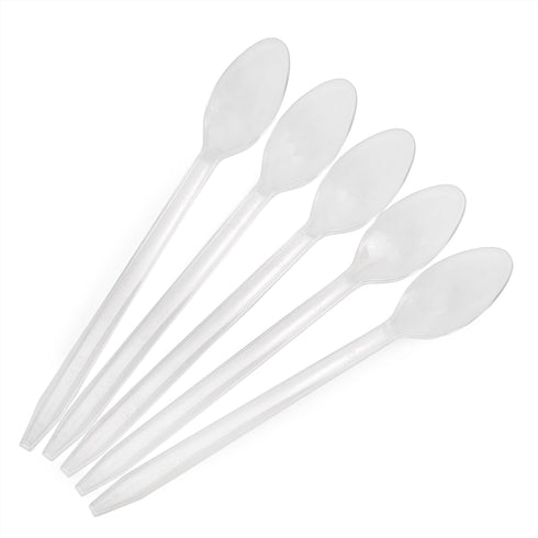 Cornucopia Brands Plastic Ice Cream Spoons Long-Handled (100-Pack); Bulk Clear Disposable Soda and Sundae Spoons w/Long Handles...