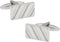 Diagonal Ribbed Silver Tone Cufflinks with Presentation Box...