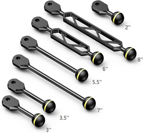 Seafrogs 1" Ball to YS Head Clip Arm, 2.75"/7cm Aluminum Alloy Adapter Arm for Underwater Photography Lighting System, Connector for Diving Strobe...