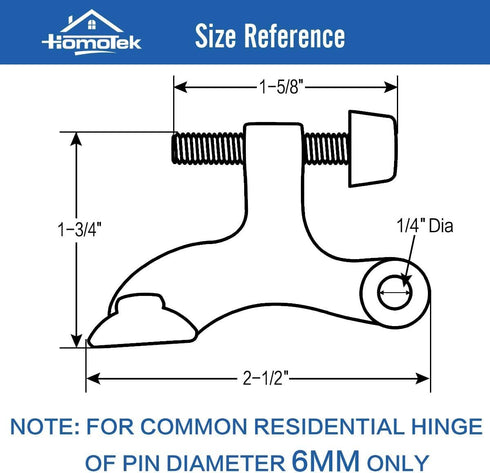 HOMOTEK 12 Pack Hinge Pin Black Door Stopper,Adjustable Deluxe Heavy Duty Door Stopper 2-1/2"x1-3/4”,with Black Rubber Bumper Tips...