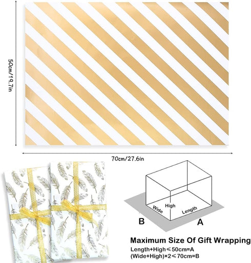 Gift Wrapping Supplies,8 Sheets White Gold Gift Wrapping Paper with 10 Pull Bows 24 Yard Glitter Ribbon and 12 Thank You Lable Sticker for Birthda...