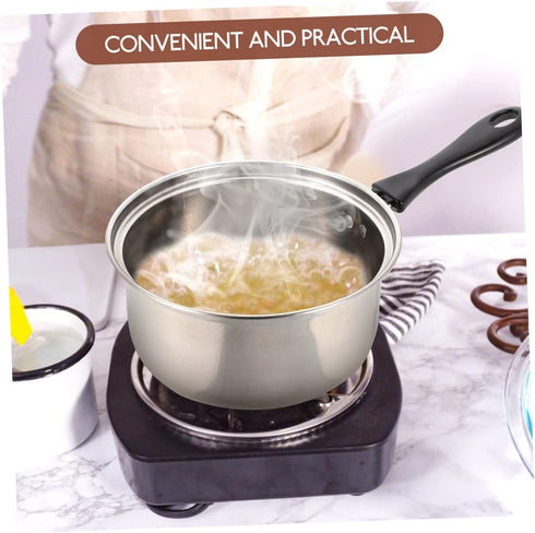1 Set Stainless Steel Saucepan with Glass Strainer Lid Sauce Pot Pan Induction Pot Stock Pot Sauce Pan...