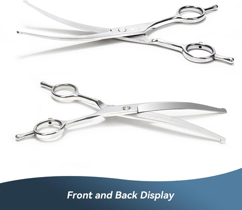 Curved Dog Grooming Scissors, Professional 7.5 inch Heavy Duty Dog shears for Grooming with Safety Round Tips, Japanese Stainless Steel Pet Groomi...