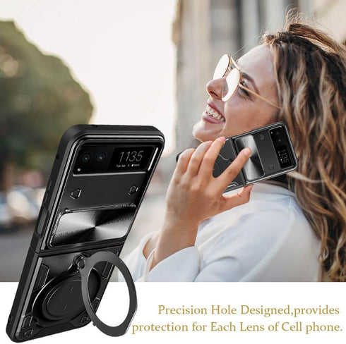 for Motorola razr 2023 Case/Moto Razr 2023 Case,Metal Ring Holder Stand Cover for Women Men,Razr 2023 Case Camera Protector,Full Protection Shockp...