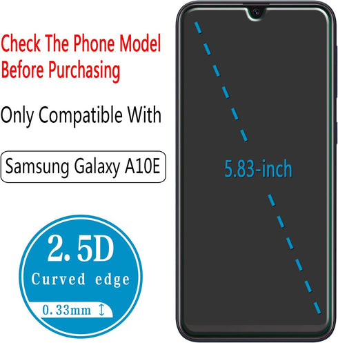 HPTech (2 Pack) Screen Protector For Samsung Galaxy A10e/Galaxy A10E Tempered Glass, 9H Hardness, Anti Scratch, Bubble Free...