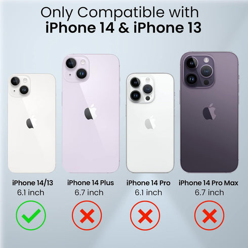 Caka for iPhone 14 Case, iPhone 13 Case with Camera Cover & Kickstand with Built-in 360°Rotate Ring Stand Heavy Duty Protective Phone Cover Case f...