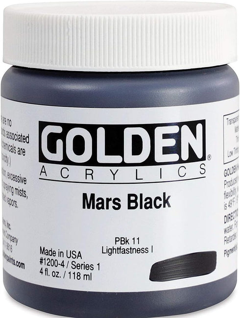 Golden Artist Acrylic, 4 ounce jar, Mars Black (1200-4)...