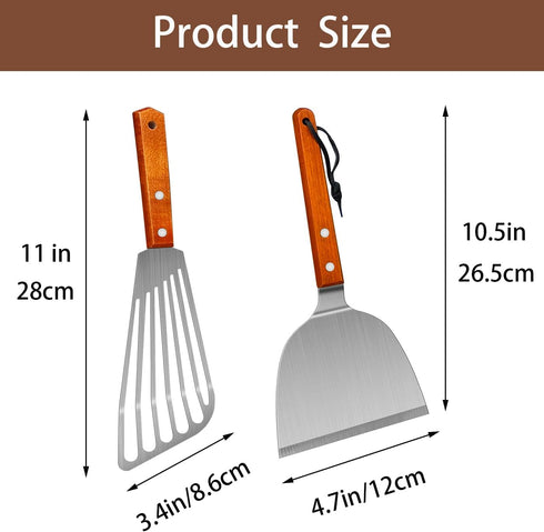 Spatula, Metal Spatulas Set, Stainless Steel Spatula, Fish Spatula Turner Cooking BBQ Grill Griddle Spatula, Metal Spatula for Cast Iron Skillet, ...