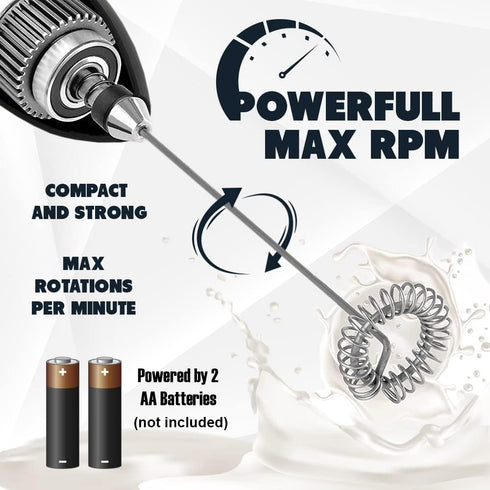 Milk Frother. Electric Mixer and Whisk for Coffee Drinks, Protein Shakes, Teas, Eggs and Sauces. Handheld Cafe Foamer and Mixer...