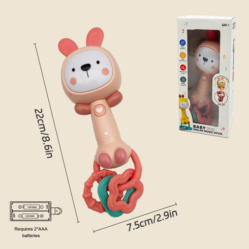 Baby Music Rattle Toy, Baby Teething Toy for Infants 6-12-18 Months Toddlers Sensory Toys Baby Boy Girl Gifts (Rabbit)...
