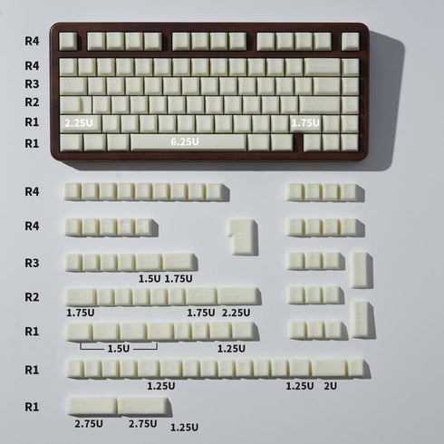 PBT White Jade Keycaps, 154 Keys Cherry Profile Double Shot Keycap, Translucent Keycap Set for Mechanical Keyboard 61/64/84/87/104/108 Layout...