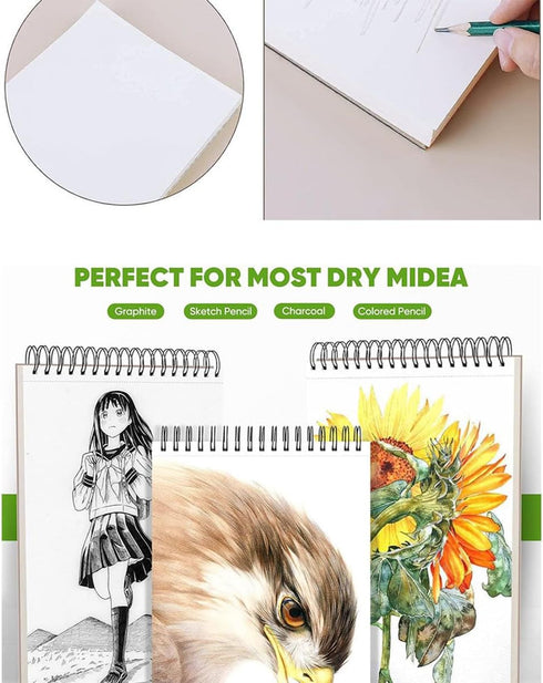 RGBMIX 9"x12" Sketch Book, 1 Pack 100 Sheets Spiral Bound Art Sketchbook, Premium Sketch Paper, Acid Free (68lb/100gsm) Art Sketchbook Artistic Dr...