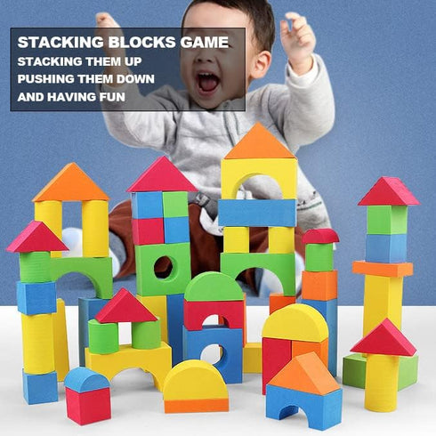 Foam Building Blocks for Toddlers 2-4, 41 Pieces EVA Soft Stacking Blocks, Baby Bath Foam Toy Set, Early Learning Construction Toys & Gifts for Ki...