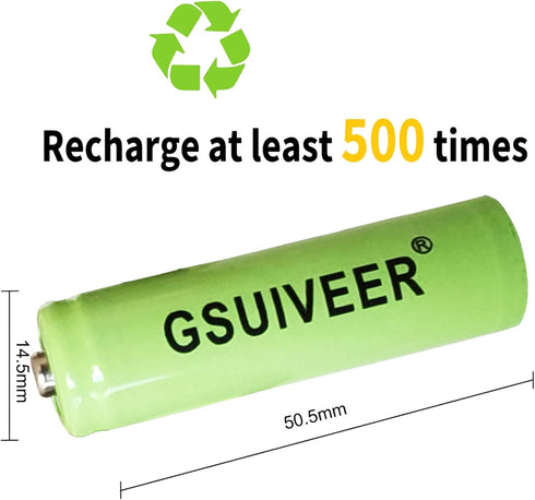 1.2V Ni-Mh AA 600mAh Rechargeable Batteries for Outdoor Solar Garden Lights (8 Pack)...