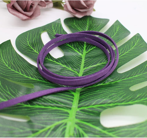 Purple Faux Leather Cord for Jewerly Making 5mm 40 Yards Suede Cord Necklace String Thin Leather Lace Velvet Lace Craft Cord for Bracelet-Choker-D...