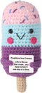 Funny Positive Ice Lolly, Crochet Ice Cream Cute Knitted ICY Pole Toy with Encouraging Card Smiling Emotional Support Potato Doll Handmade Positiv...