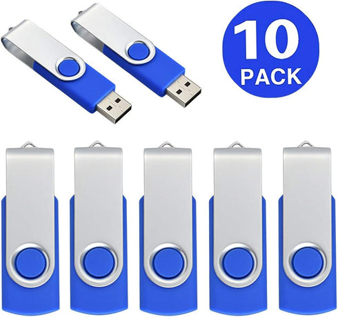 Aiibe 10 Pack 4GB 4G Flash Drive USB Flash Drive Thumb Drives USB 2.0 Memory Stick Wholesale/Lot/Bulk (4GB, 10 Pack, Blue)...