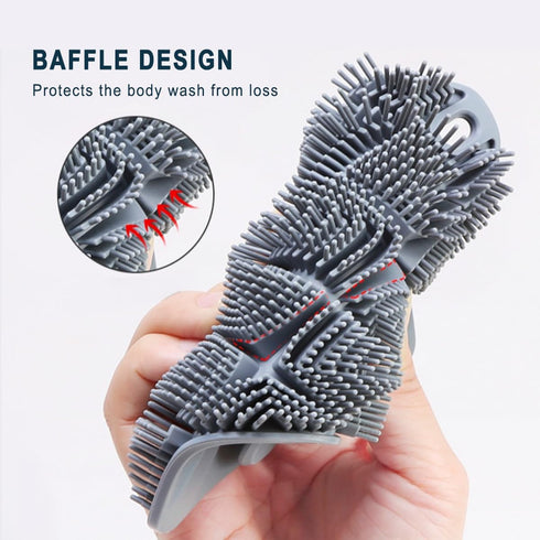 Long Handle Wooden Bath Brush,Shower Body Brush with Loofah Mesh for Skin Exfoliating, Back Sponge Scrubber for Men and Women… (B-Black & Vanilla)...