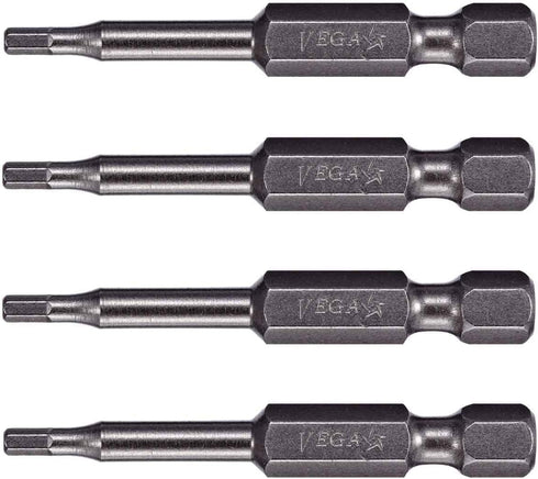 VEGA 3/32" Hex Power Bits. Professional Grade ¼ Inch Hex Shank 3/32", 2 Inch Power Bits. 150H0664A-4 (Pack of 4)...