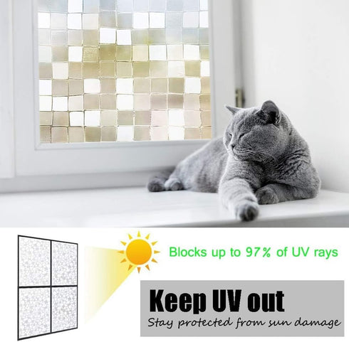 Bloss Window Privacy Film Stain Glass Frosted Window Film Decorative Windows Cover Small Mosaic Heat Control Glass Film for Home Office,17.7 x 78....