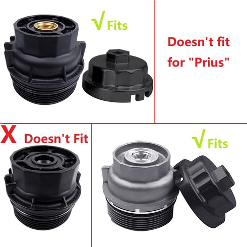 64mm 4 Slots Aluminum Oil Filter Wrench for Toyota, Lexus, RAV4, Camry, Tundra, Highlander, Sienna, Cruiser, Tacoma - 3/8 Inch Square...