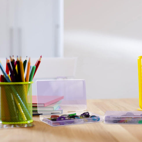 Lainrrew 6 Pcs Rectangular Clear Plastic Storage Containers Box with Hinged Lid Plastic Beads Storage Containers Empty Case Organizer for Beads, C...