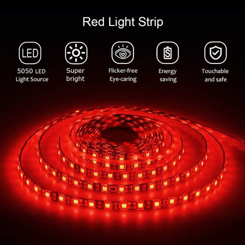 ALITOVE 16.4ft 5050 SMD Red LED Flexible Strip Ribbon Light 5M 300 LEDs Waterproof IP65 DC 12V for Home Garden Commercial Area Lighting, Without P...