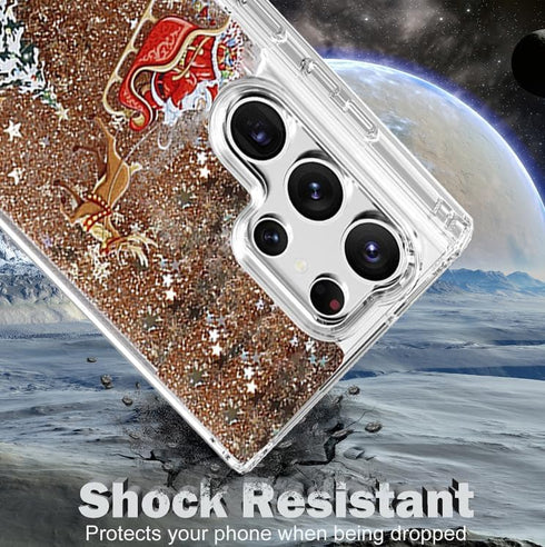 Glitter Christmas Case for Samsung Galaxy A14 5G, Cute Christmas Tree Santa Elk Liquid Flowing Floating Moving Bling Sparkle Clear Shockproof Wome...