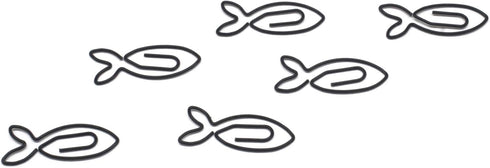100 Count Fish Shaped Paper Clips Great for Paper Clip Collectors or Office Gift - Comes in Round Tin with Lid and Gift Box (Black)...