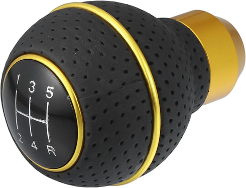 uxcell 1 Set 5 Speed Car Gear Shift Knob Black Faux Leather with Yellow Thread with Accessories Black Yellow...