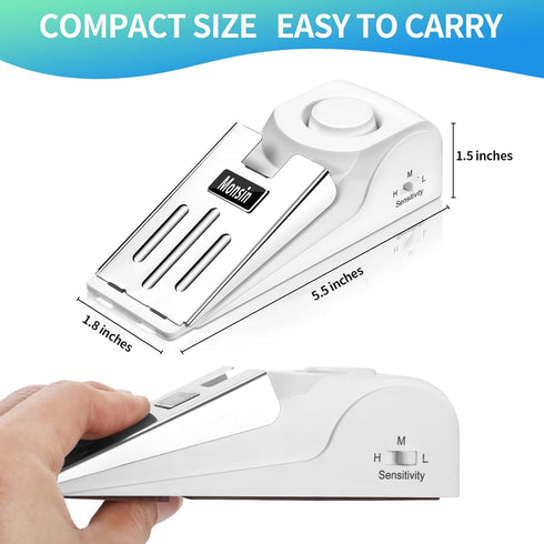 Door Stop Alarm, Door Stopper with 120DB Security Alarm, Floor Wedge Doorstop for Travel Apartment Home House (Pack of 3)...