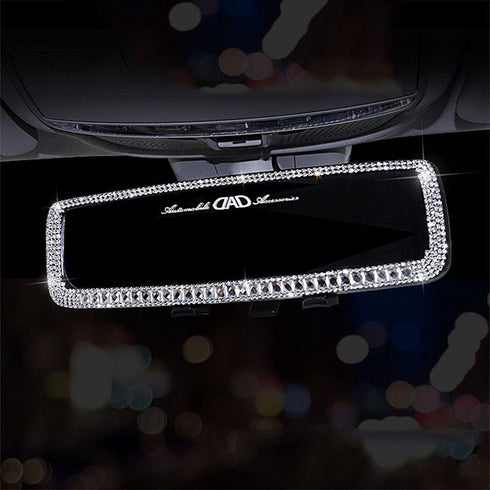 Interior Sparkly Vehicle Decoion Universal Bling Car Mirror Accessories Rhinestone Decals Cover Bedazzled with White Diamond Rear View Mirror for ...