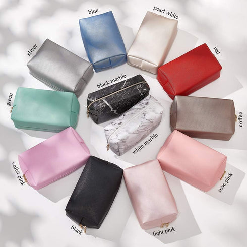 PU Leather Cosmetic Bag for Women Minimalism Makeup Bag for Daily Use Portable Storage Purse Small Neat Cosmetic Pouch Water-resistant Toiletry Ba...