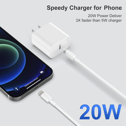 iPhone Charger, 2 Pack 20W PD USB C Wall Fast Charger Adapter with 2 Pack 6FT Type C to Lightning Cable Compatible for iPhone 14 13 12 11 Pro Max ...