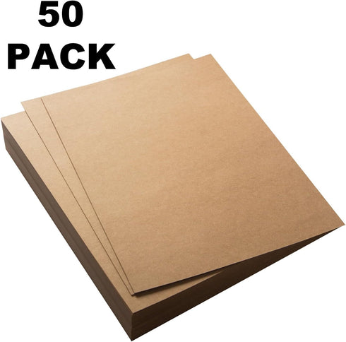 50 Pack Kraft Paper - Brown Stationery Paper- Brown Craft Paper for Arts and Craft, Drawing, D.I.Y. Projects - Letter Size Kraft Paper - Laser & I...