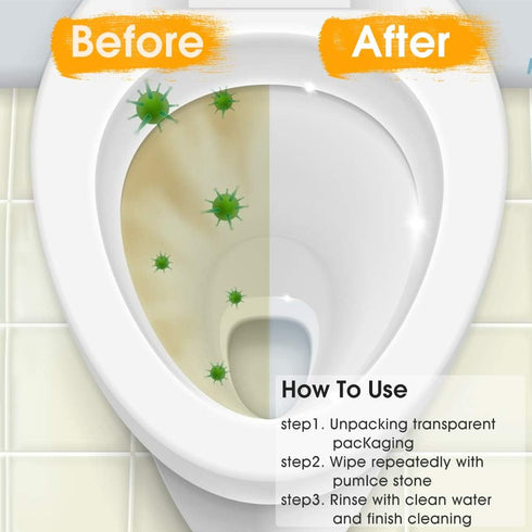 2 Pack Toilet Cleaner Hard Water Build up Remover with Ergonomic Handle, Toilet Bowl Stain Ring Remover, Pumice Stone Toilet Cleaner Tool Stain Re...